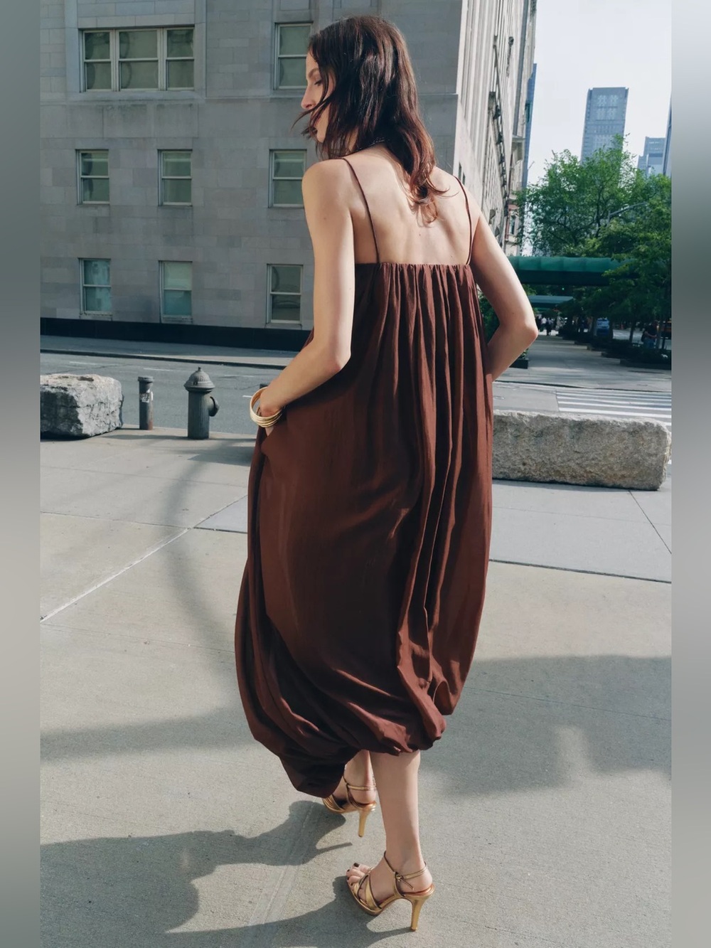 ZARA ZW Multi-Position Balloon Dress - Terracotta - Picture 10 of 16